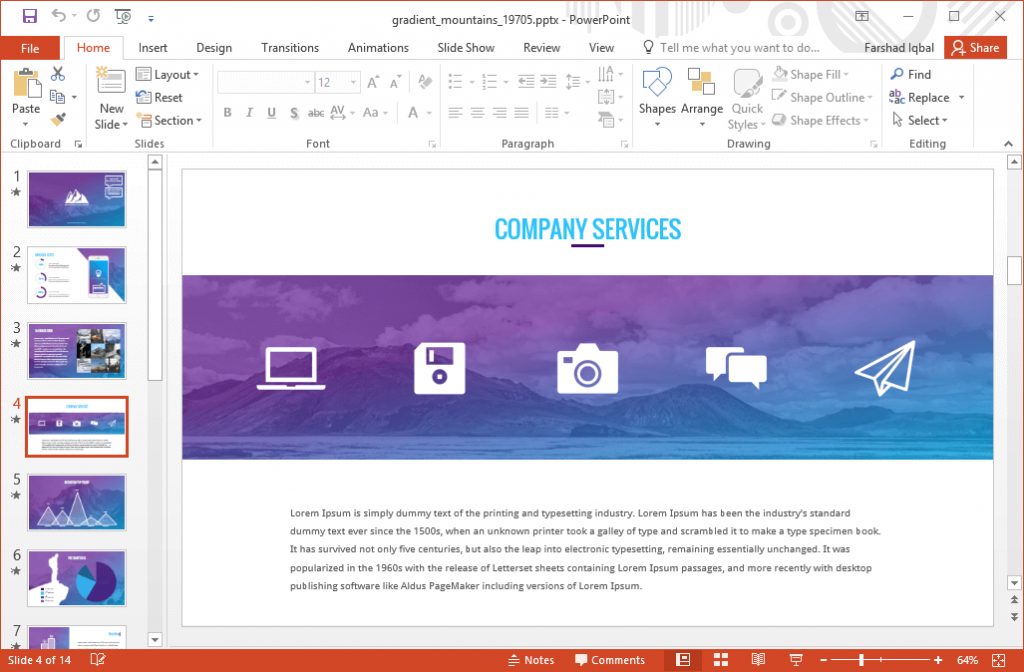 Animated Gradient Mountains PowerPoint Template