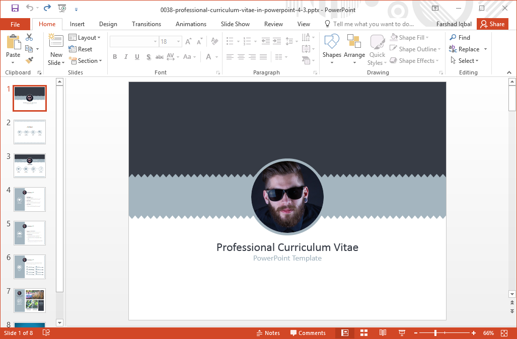 Resume Slide Template for PowerPoint