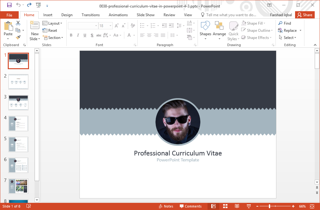 Professional Curriculum Vitae Powerpoint Template