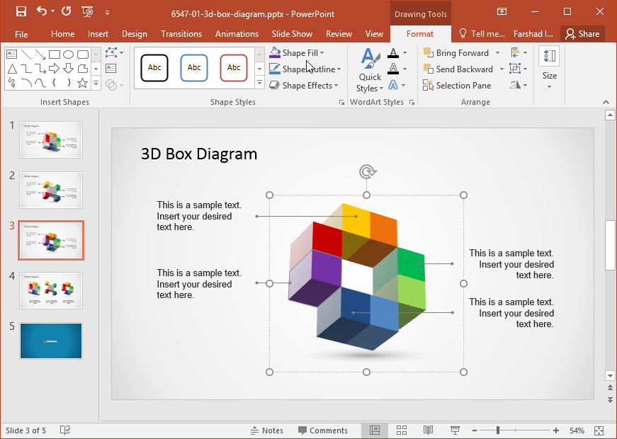 3d Box Diagram Template For Powerpoint