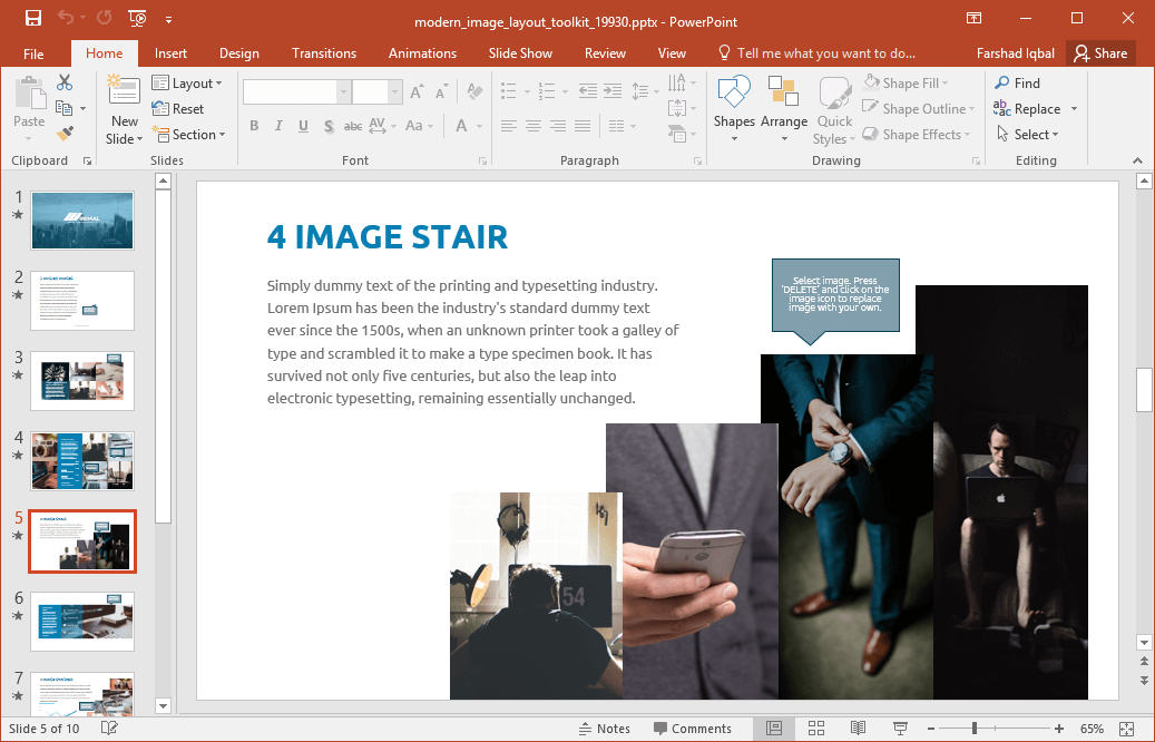 Example of 4 image stairs diagram in PowerPoint