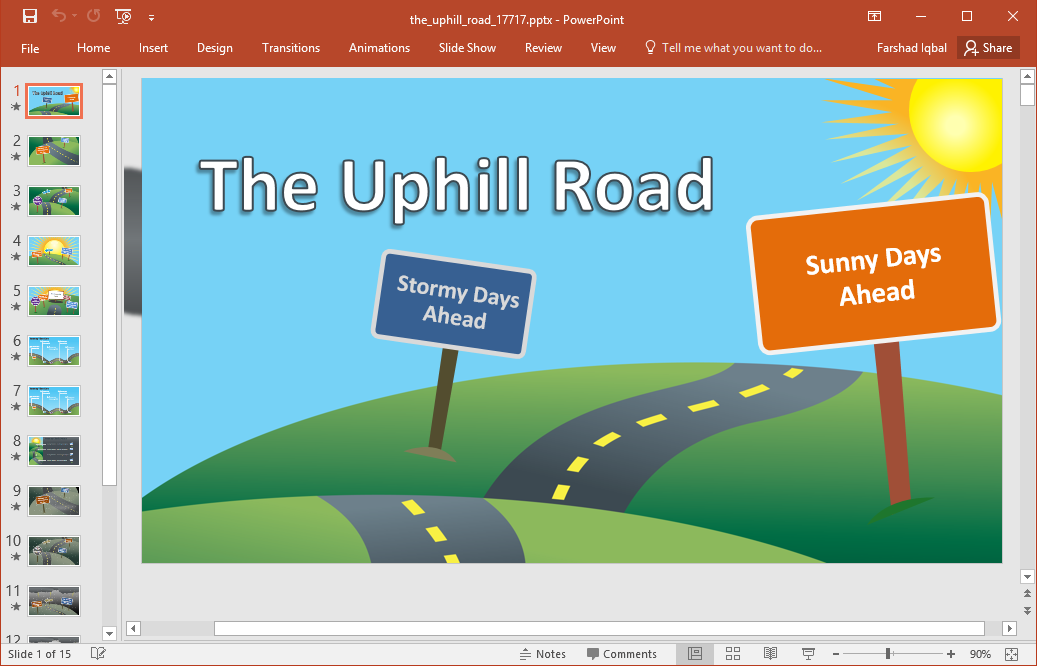 The Uphill Road PowerPoint template