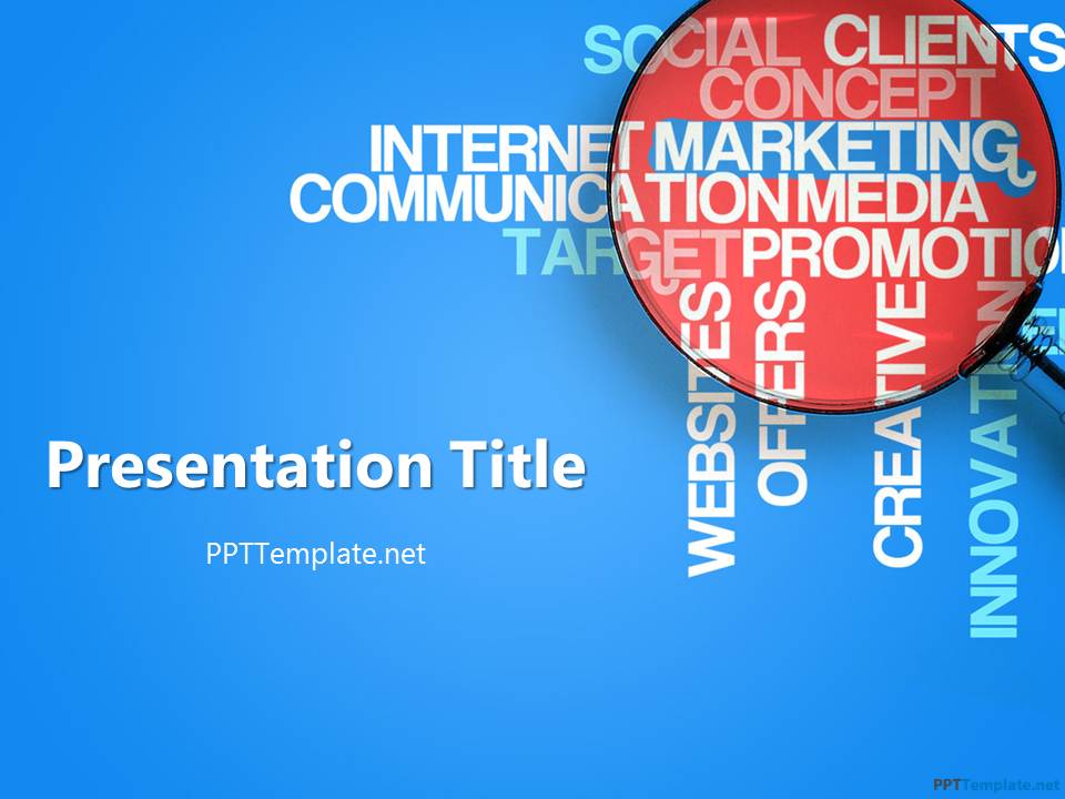 Marketing Word Cloud PowerPoint template for Digital Marketing presentations