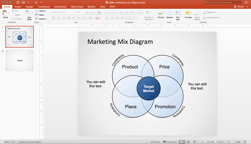 Marketing Mix PowerPoint template for presentations on Digital Marketing