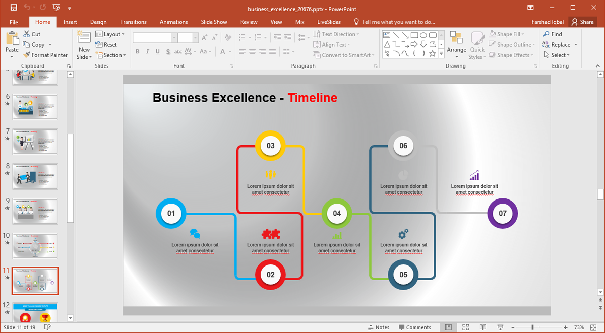 Example of Timeline Slide Design for Busineess Presentations