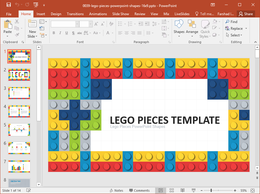 LEGO Bar Chart Template created with LEGO pieces in PowerPoint