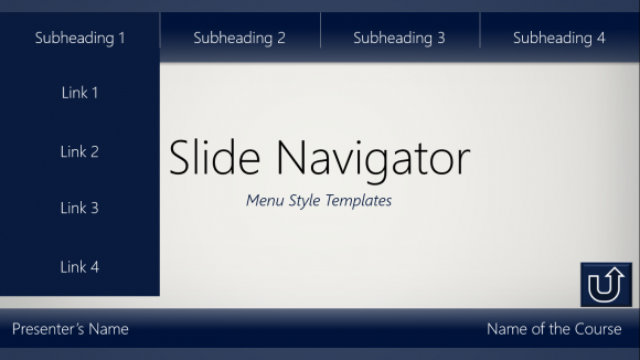 slide menus of slide navigator templates