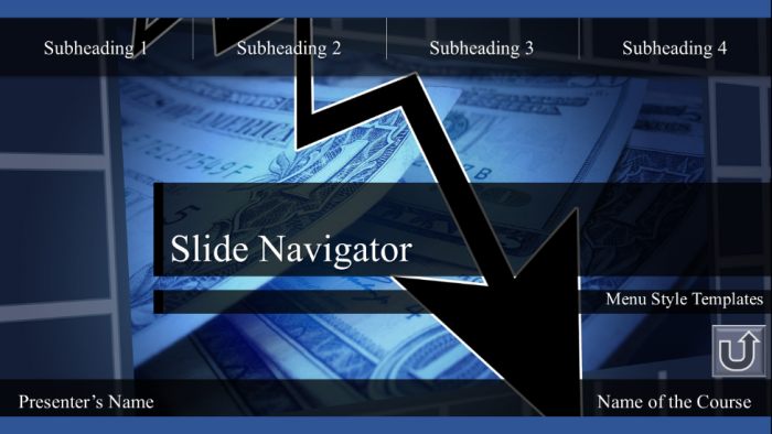 slide navigator template menus