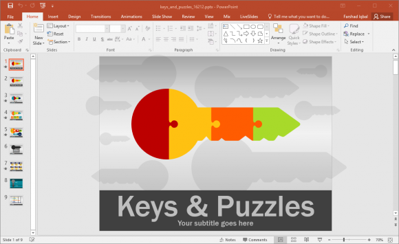 animated keys and puzzle powerpoint template