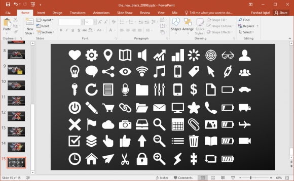 icons slide with different symbols