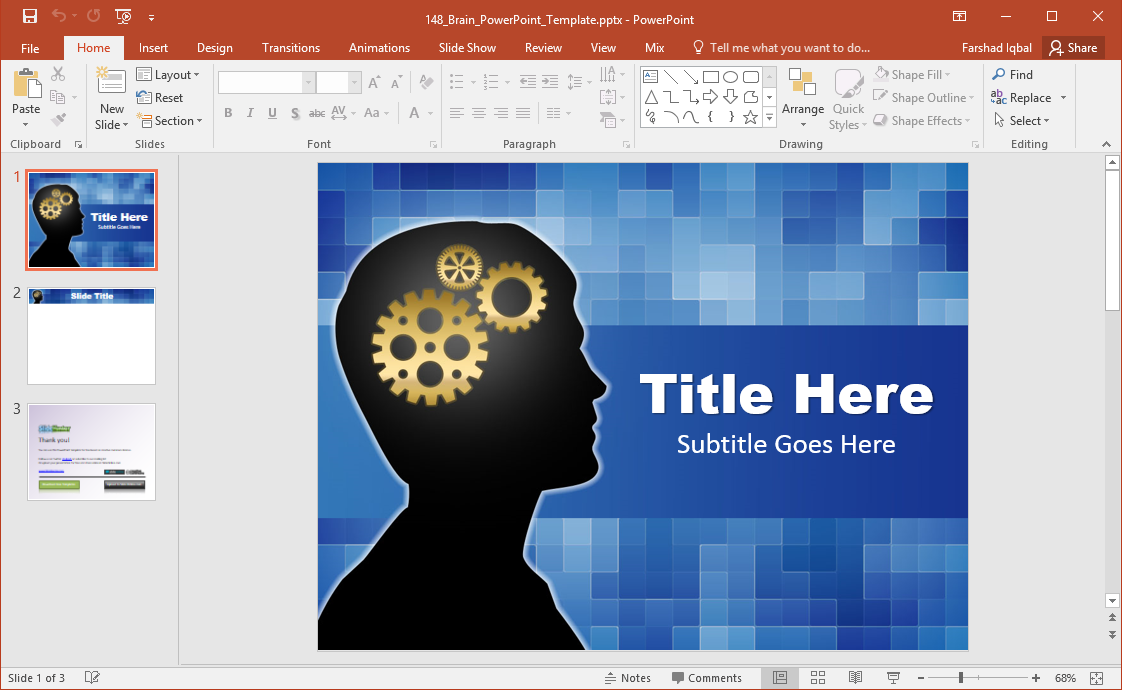 brain and cogs powerpoint template