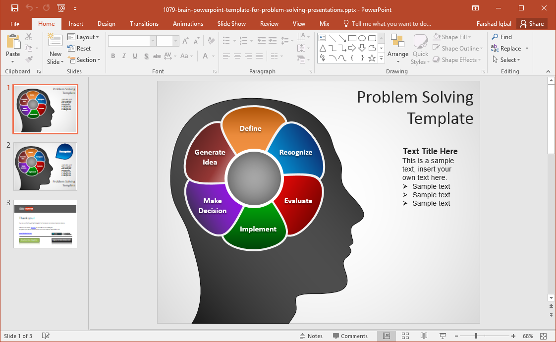 brain mind map powerpoint template