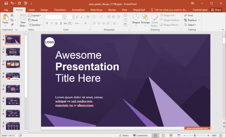 Animated Poly Peaks Design PowerPoint Template