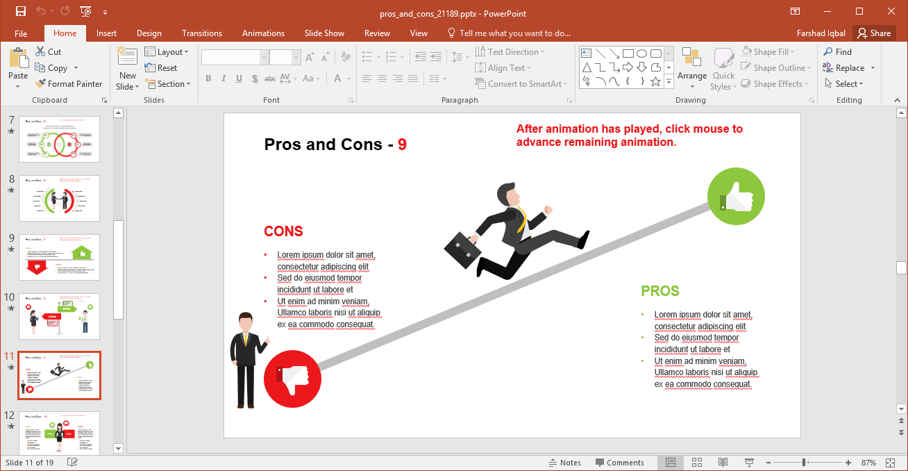 Animated Pros and Cons PowerPoint Template