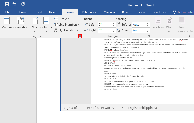 to change orientation of one page in word