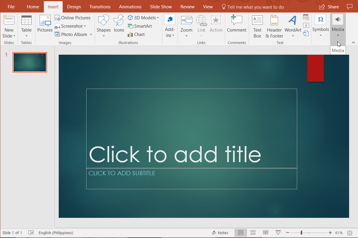 powerpoint presentation select screen