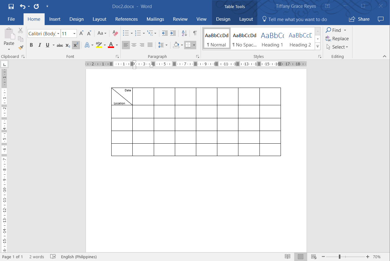 Method to Diagonally Split Cells in Word