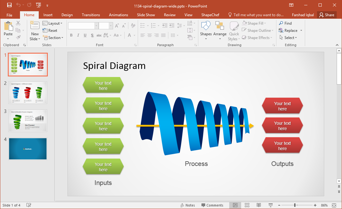 4 Arrows Square PowerPoint Template - SlideModel