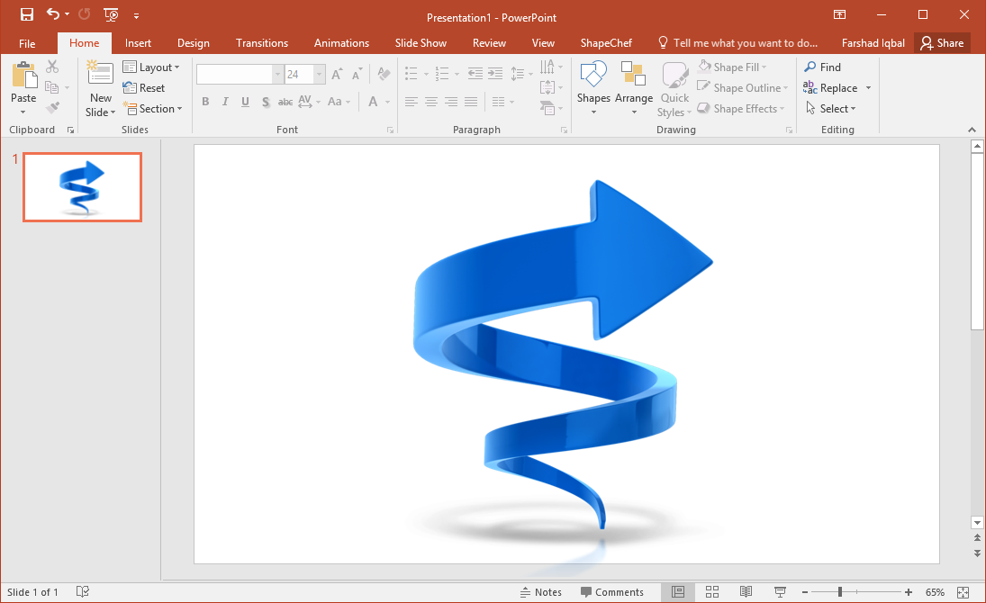 Blue Spiral Arrow Clipart and Diagram Slide for PowerPoint