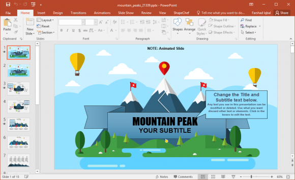 Animated Mountain Peaks Template for PowerPoint & Keynote