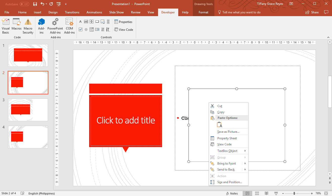 Populate Property Sheet to Customize Text Box