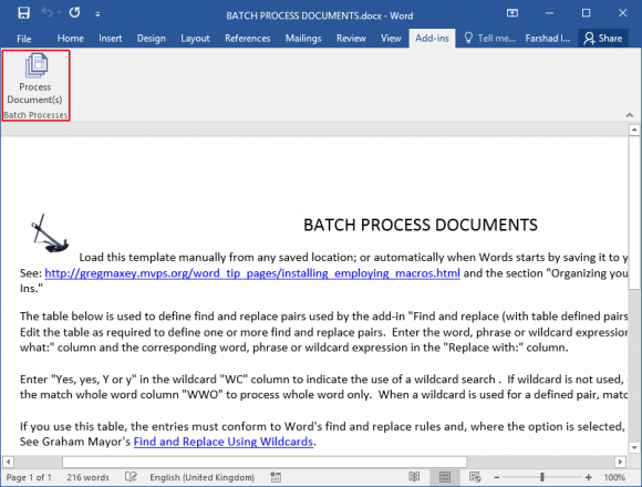 Batch Process Documents