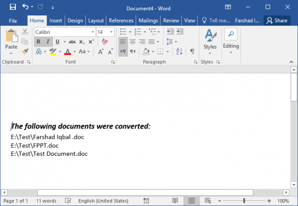 List of Converted Documents