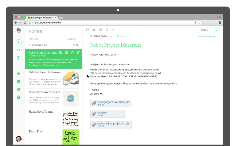 Outlook for Evernote Mac