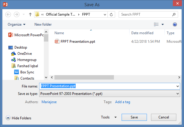 ms presentation file format