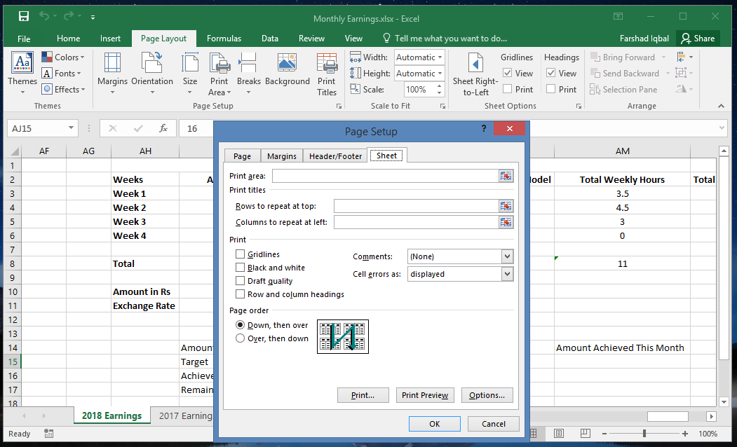 Excel 2024 Print Titles Multiple Worksheets