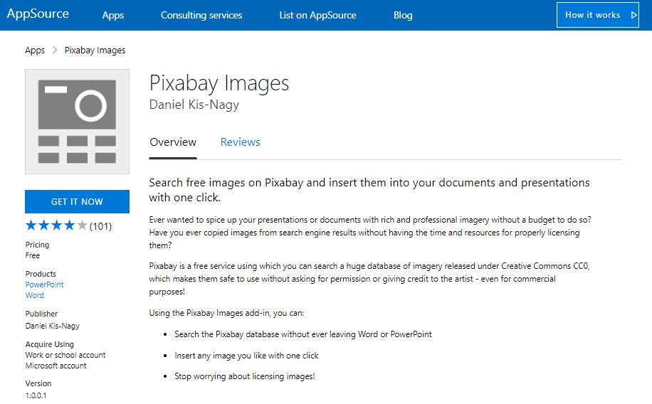 pixabay add-in for word and powerpoint