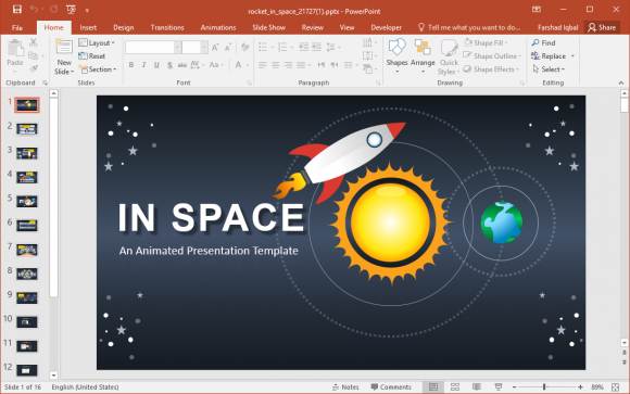Animated Rocket and Space PowerPoint Template
