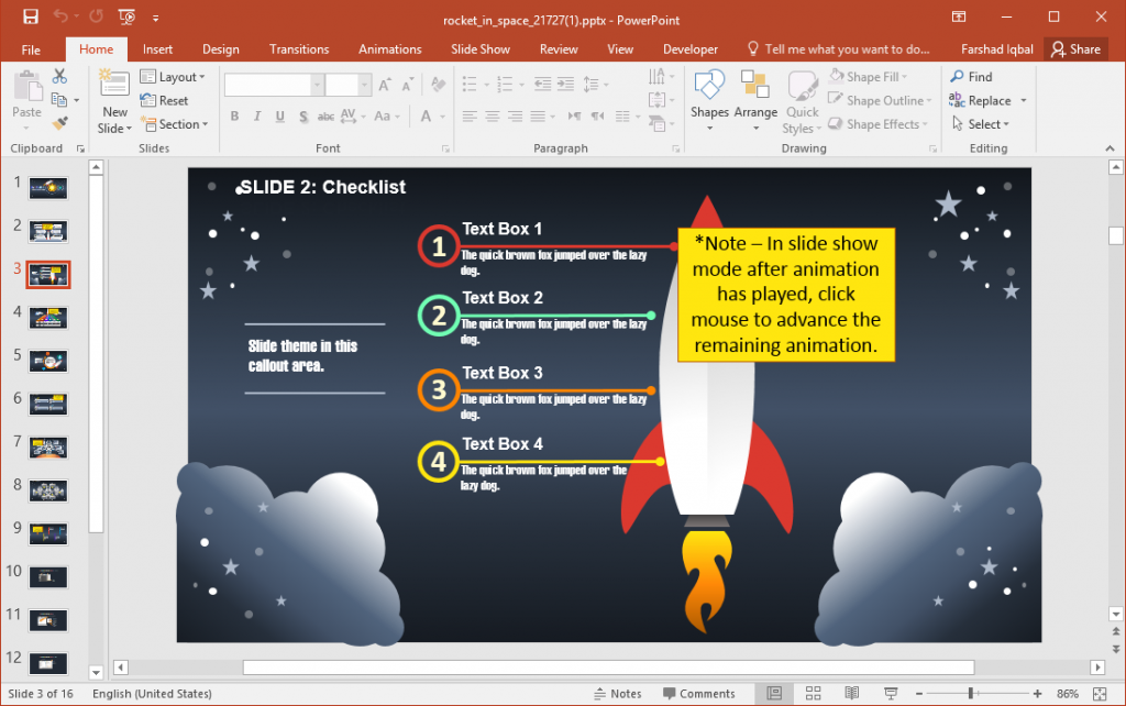 Animated Rocket and Space PowerPoint Template