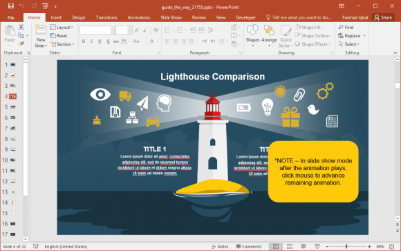 Lighthouse Illustration with Infographic Placeholders