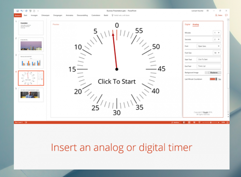 powerpoint timer in presentation mode