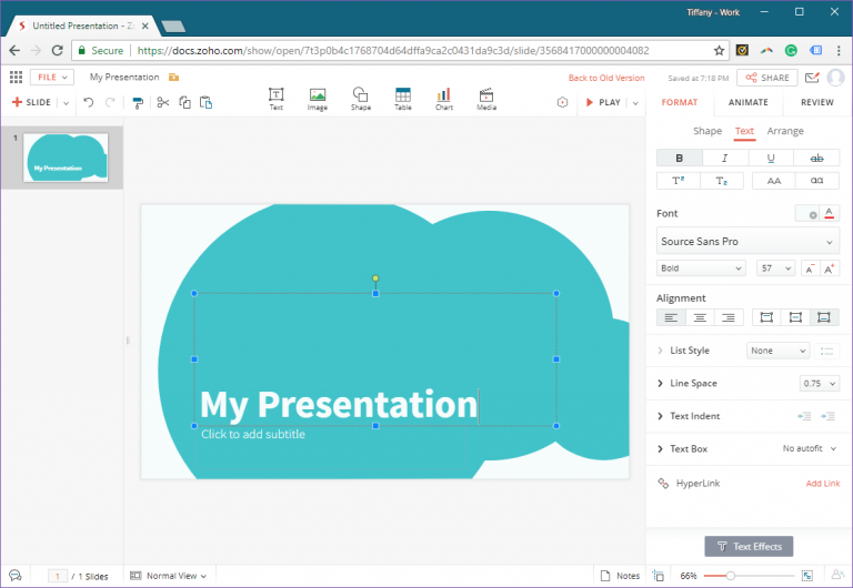 save presentation in zoho