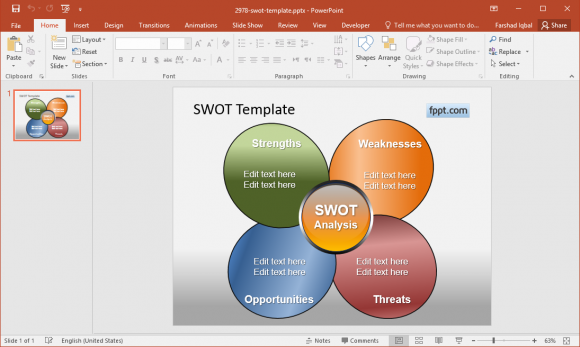 Free Butterfly SWOT Analysis Diagram for PowerPoint