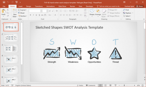 Sketched Shapes SWOT Analysis Template