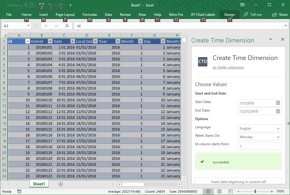 Time Dimension Table for Analysis in PowerPivot