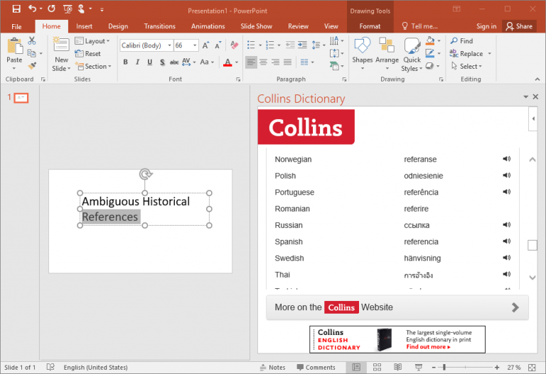 how to change powerpoint to english