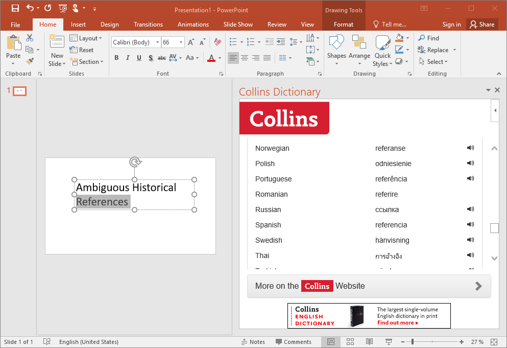 Collins Dictionary for PowerPoint