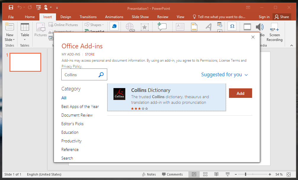 Download the Collins Dictionary Add-in for Office