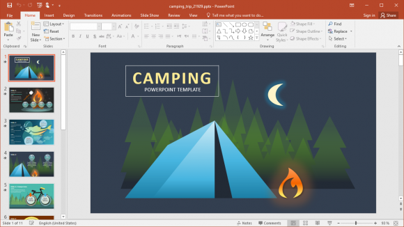 Animated Camping Trip PowerPoint Template