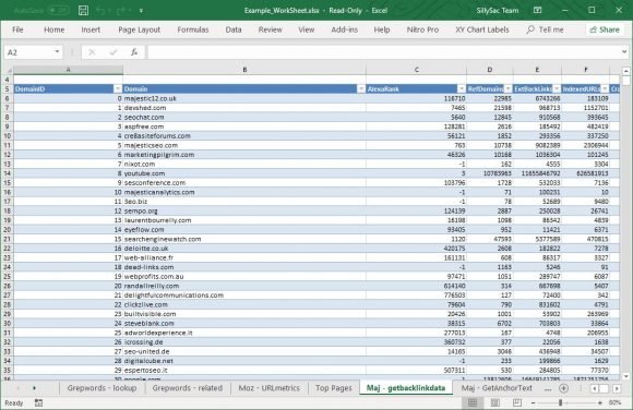 Backlink Data with SEO Gadget for Excel