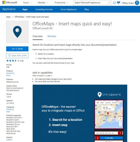 Get OfficeMaps for Word and PowerPoint