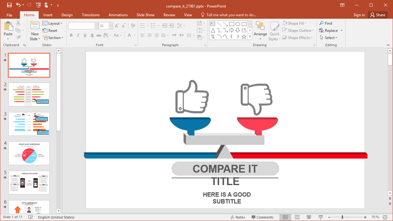 Animated Compare It PowerPoint Template Within Powerpoint Animated Templates Free Download 2010