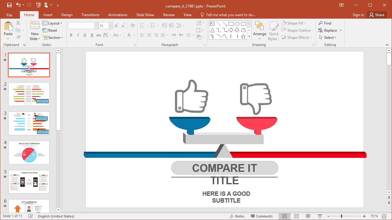 Animated Compare It PowerPoint Template Comparison Slides 
