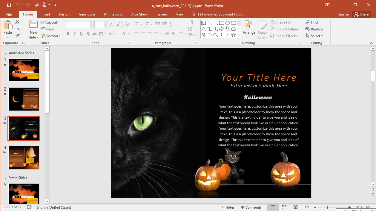 Black Cat Halloween Template