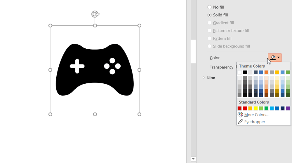 Example of an editable PowerPoint icon - Change the color of a PowerPoint icon using Format Options