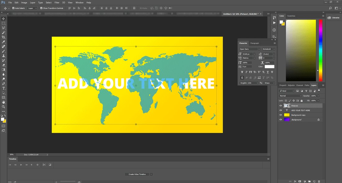 Photoshop Worldmap template design with transparency